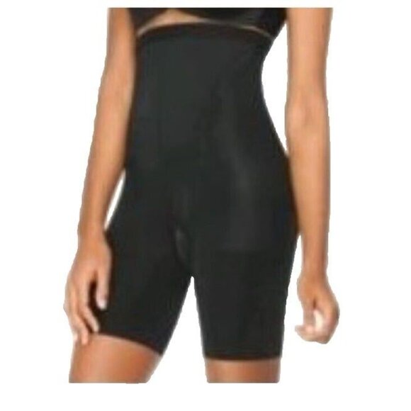 Spanx Super Higher Power High-Waist Shaping Shorts Mid-Thigh Size E Black - Picture 5 of 8